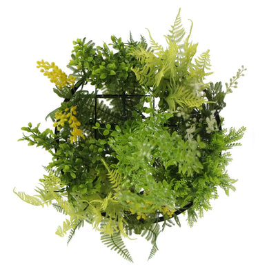 Black Framed Roof Hanging Disc With Draping Faux Plants 15.5" 