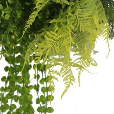 Black Framed Roof Hanging Disc With Draping Faux Plants 15.5" 