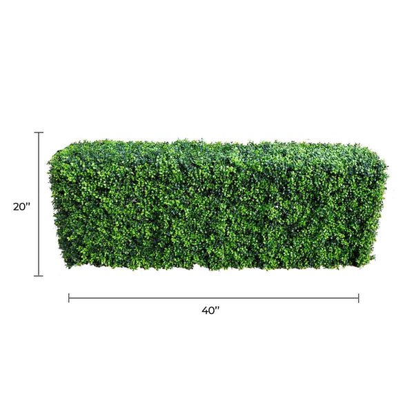 Premium Bright Long-leaf Artificial Boxwood Hedge 40"L x 20"H Commercial Grade UV Resistant 