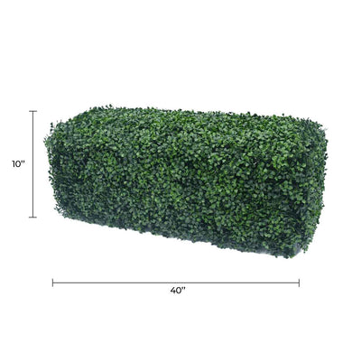 Dark Artificial Boxwood Hedge 40"L x 10"H Commercial Grade UV Resistant 