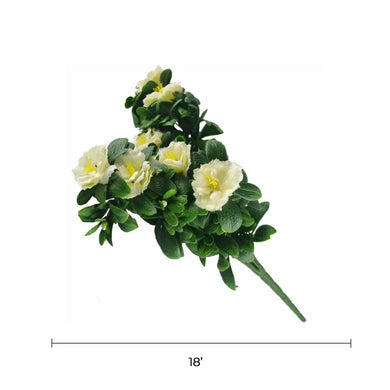 Faux White Rose Bunch UV Resistant 18" 