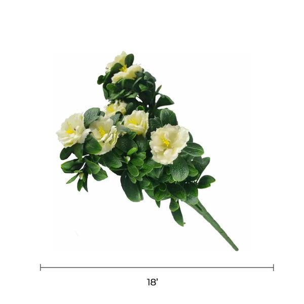 Faux White Rose Bunch UV Resistant 18" 