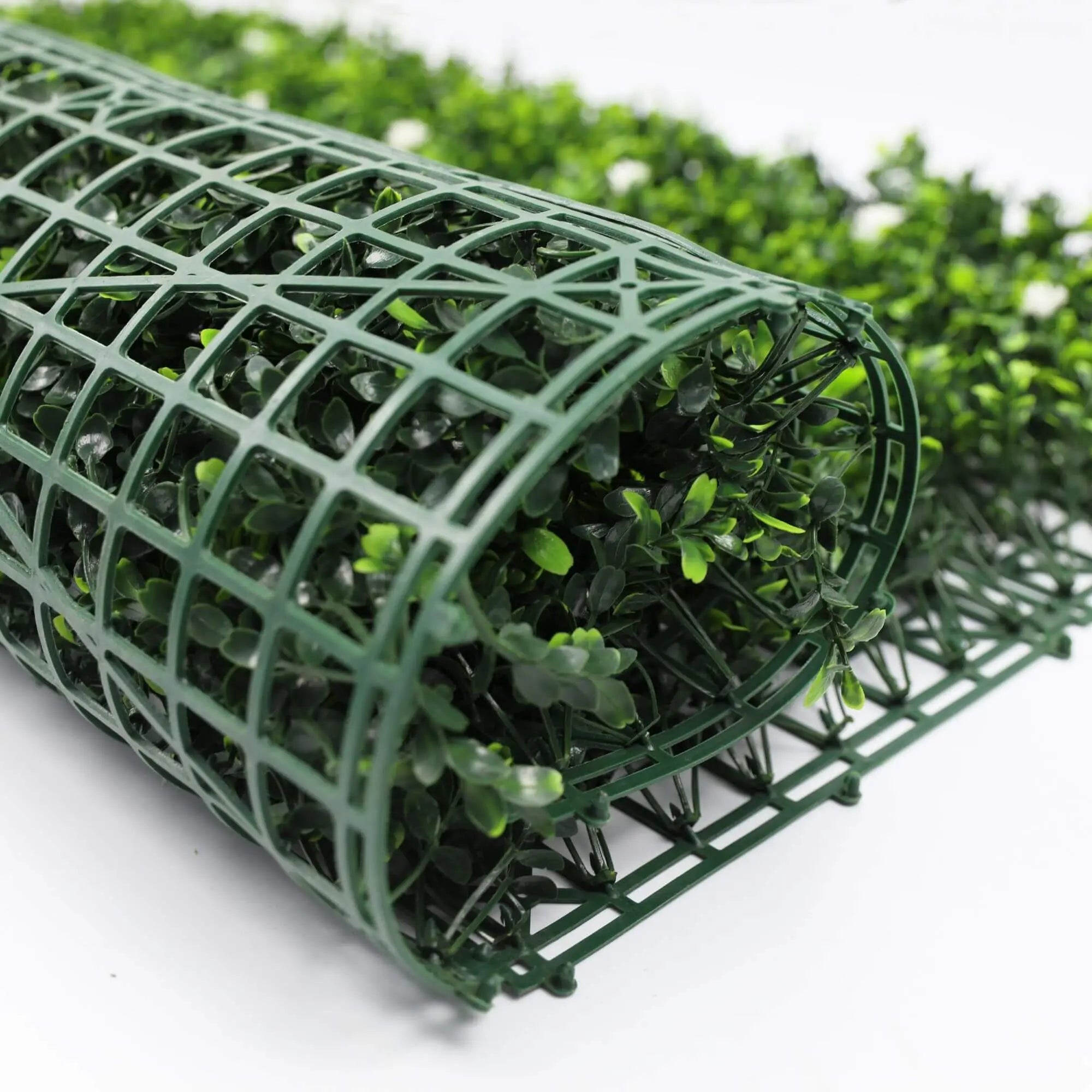 Sample Panel of White Flowering Artificial Boxwood Wall (Small Sample) Commercial Grade UV Resistant 