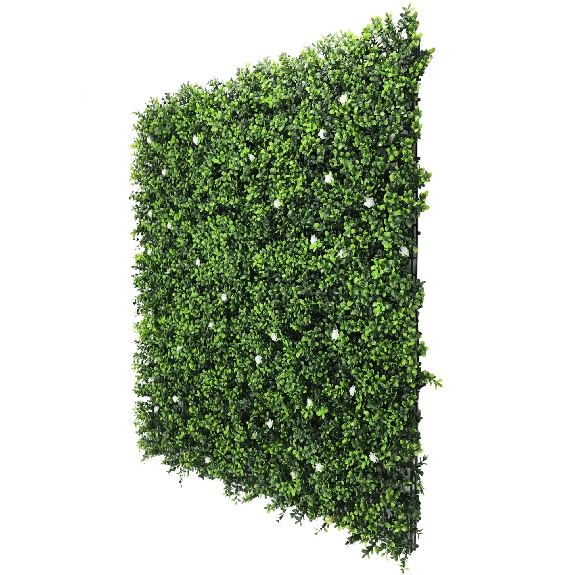 Sample Panel of White Flowering Artificial Boxwood Wall (Small Sample) Commercial Grade UV Resistant 