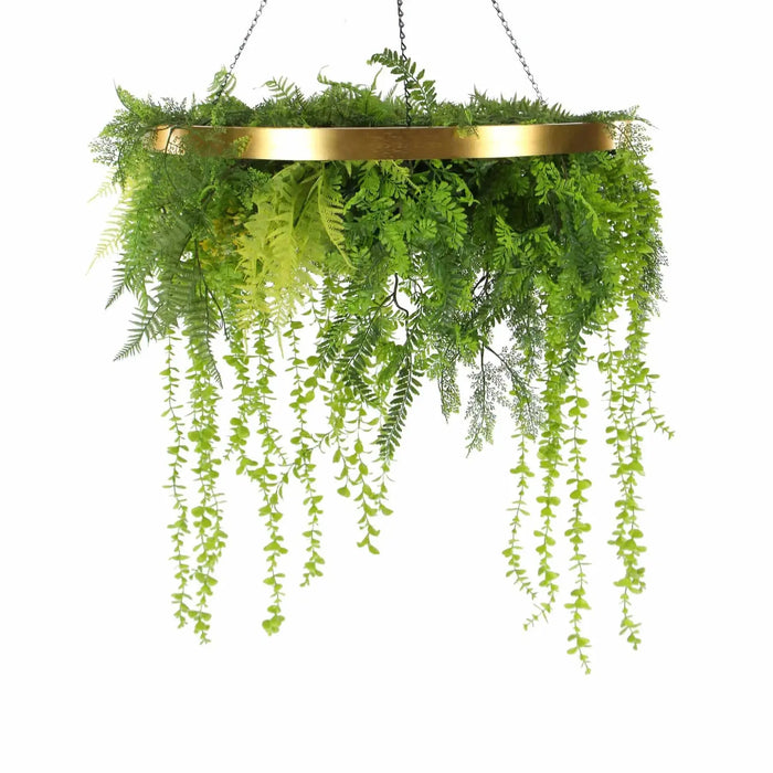 32-Inch Imitation Gold Artificial Hanging Green Wall Disc (Limited Edition) UV-Resistant Foliage