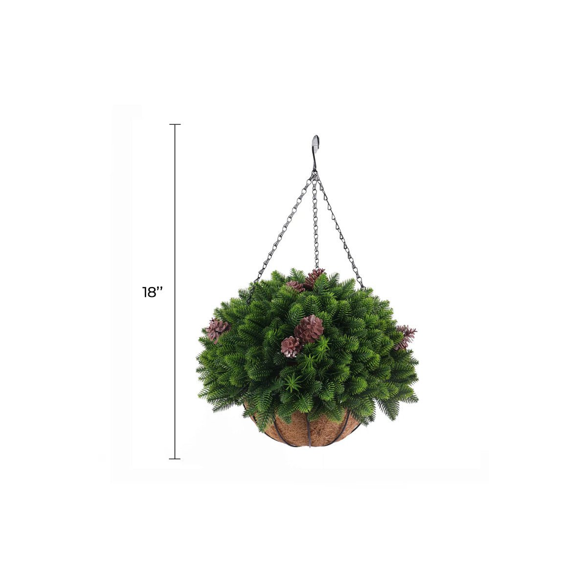 Hanging Artificial Cedar Pine Cone Basket 18" UV Resistant