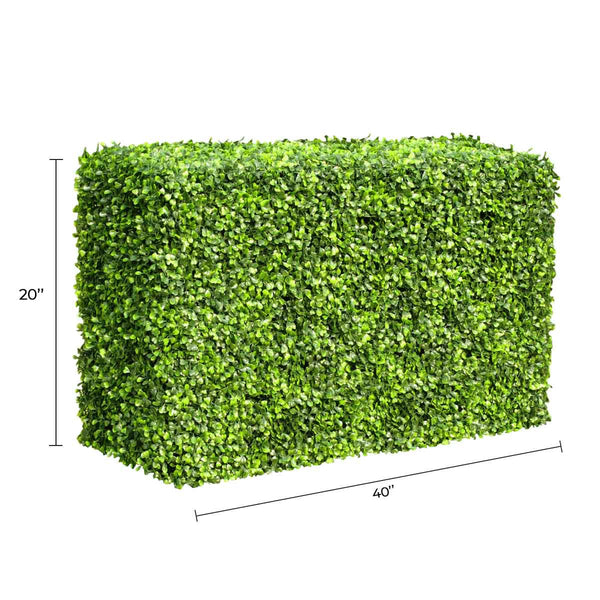 Light Artificial Boxwood Hedge 40"L x 20"H Commercial Grade UV Resistant 