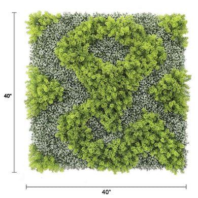 Natural Green and White Artificial Moss / Green Wall UV Resistant 40" x 40" 