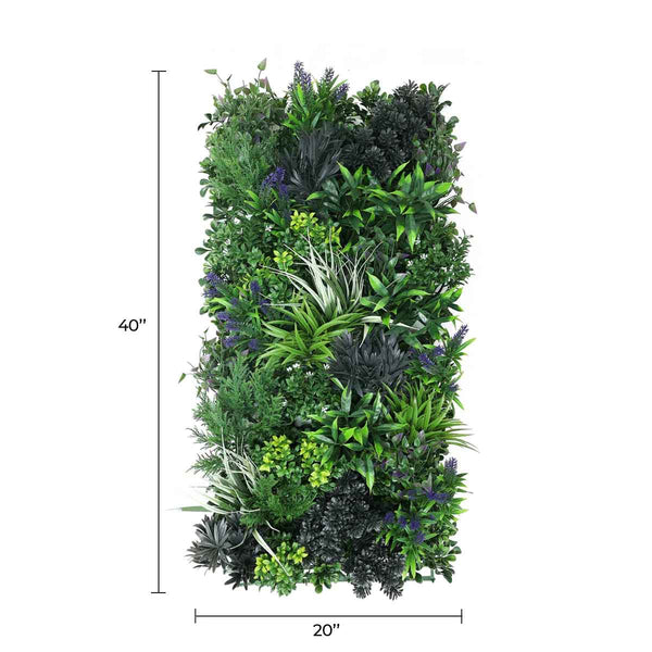 Premium Artificial Green Wall Rustic Botanical Lavender 40"x 20" Commercial Grade UV Resistant 