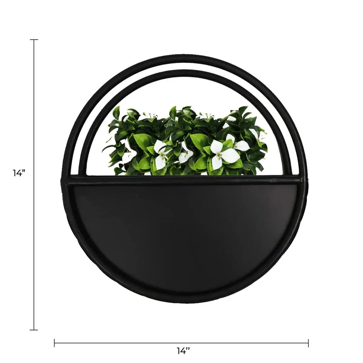 Premium Floating Half Moon / Semi Circle Metal Wall Planter | Onyx Black 35cm / 14" 
