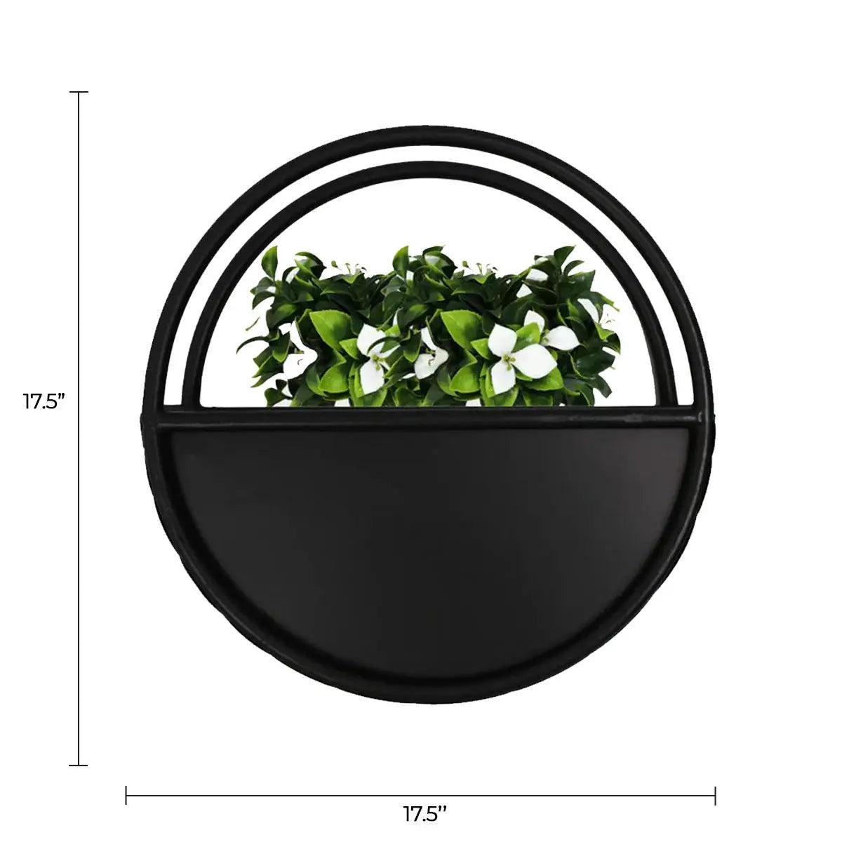 Premium Floating Half Moon / Semi Circle Metal Wall Planter | Onyx Black 45cm / 17.5" 
