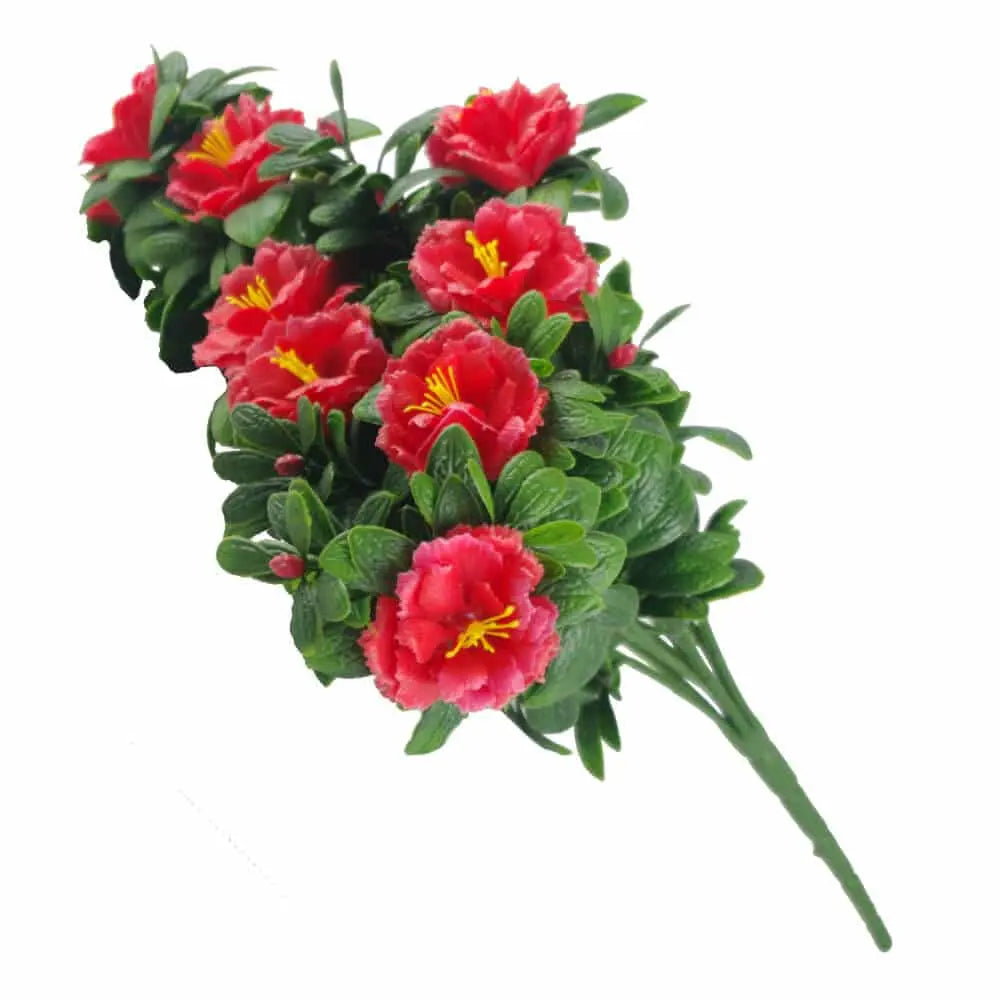 Faux Red Rose Bunch UV Resistant 18" 