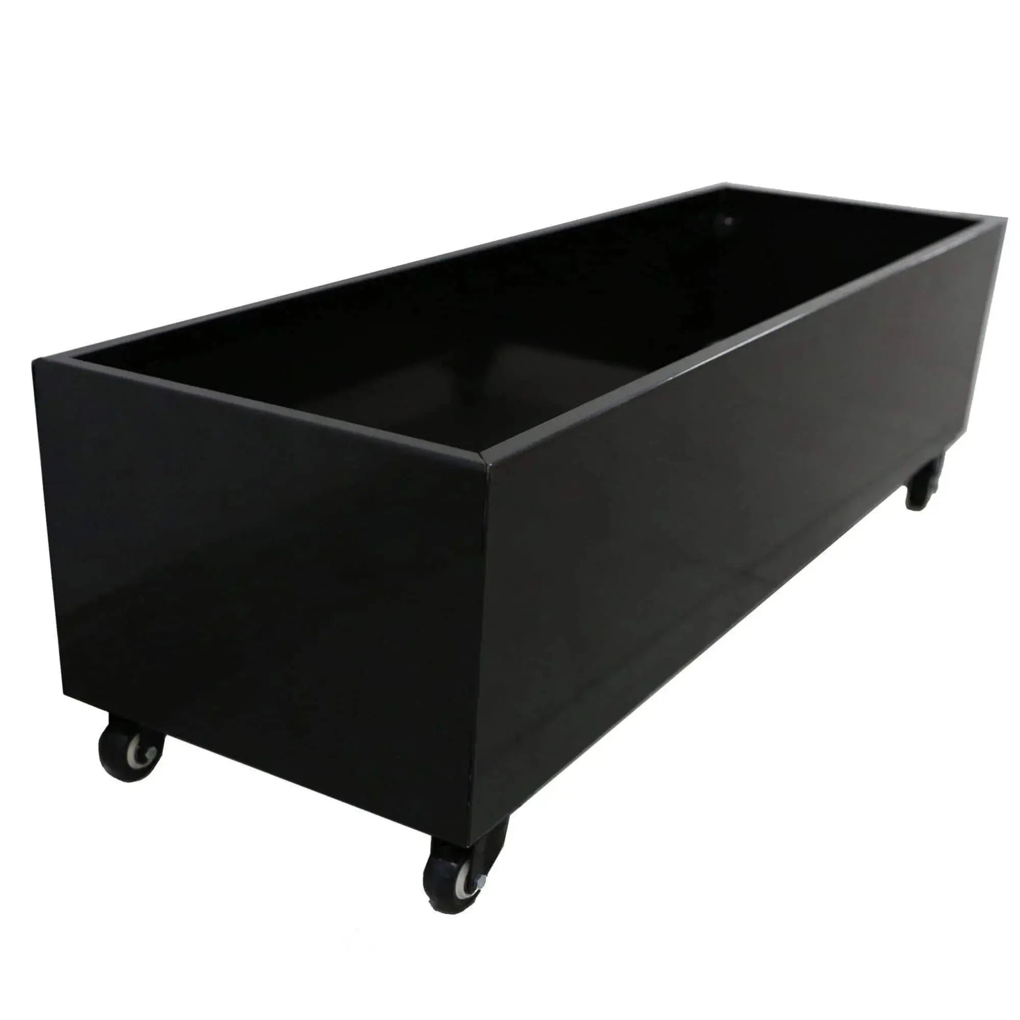 Black Metal Planter Medium + Wheels 