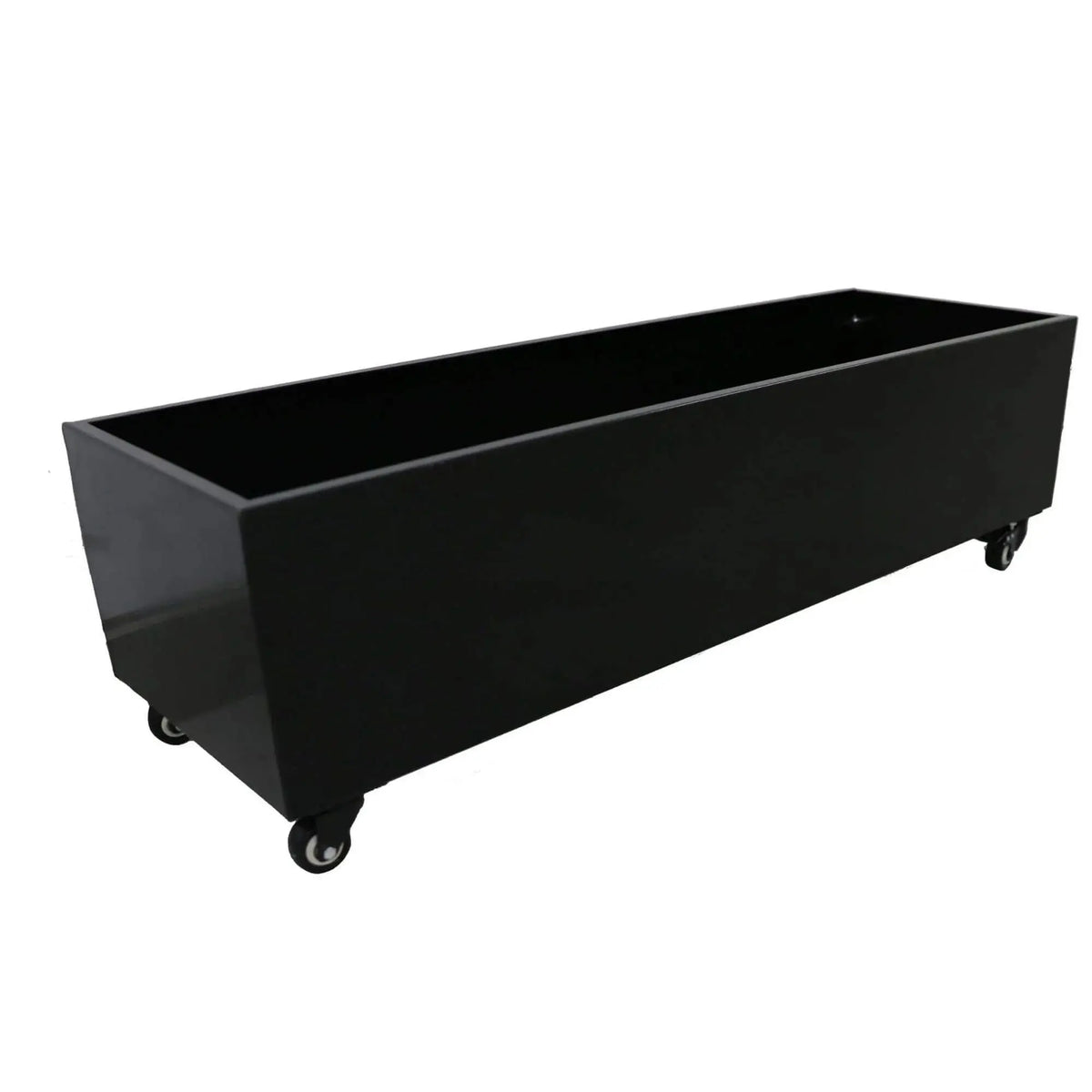 Black Metal Planter Medium + Wheels 