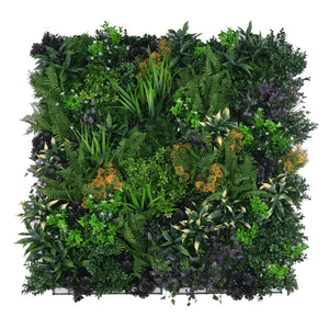 Floral Fusion artificial green wall panel 40x40in with flowering UV-resistant foliage