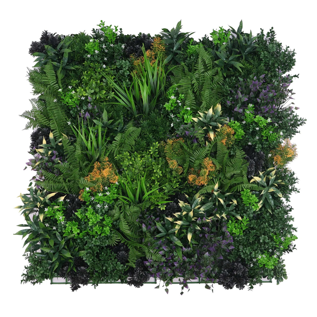 Floral Fusion artificial green wall panel 40x40in with flowering UV-resistant foliage