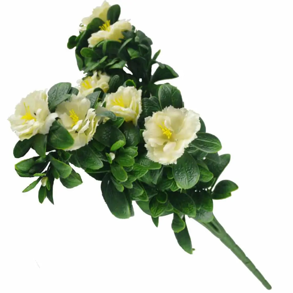 Faux White Rose Bunch UV Resistant 18" 