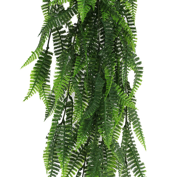 Artificial Hanging Fern Garland Bushes (UV Resistant &amp; Fire Rated | 7.1in x 30in | 18cm x 76cm Each) 