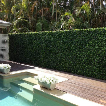 Artificial Hedge Panels Around A Pool Miami