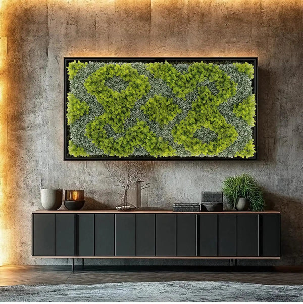 Natural Green and White Artificial Moss / Green Wall UV Resistant 40" x 40" 